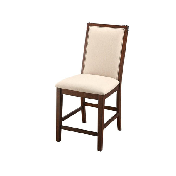 High Chairs and Booster Seats Rubber Wood High Chair, Brown & Cream, Set of 2 Benzara