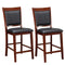 Wooden Armless High Chair, Brown & Black, Set of 2