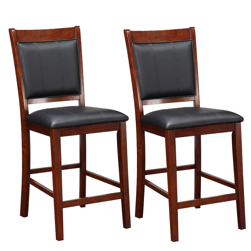 Wooden Armless High Chair, Brown & Black, Set of 2