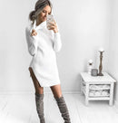 High Neck Sexy Strap Casual Dress - Female Party Dresses-17329white-S-JadeMoghul Inc.