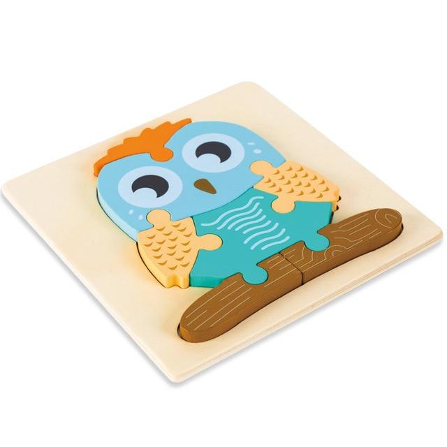 High quality baby 3D wooden puzzle educational toys early learning cognition kids cartoon grasp intelligence puzzle AExp