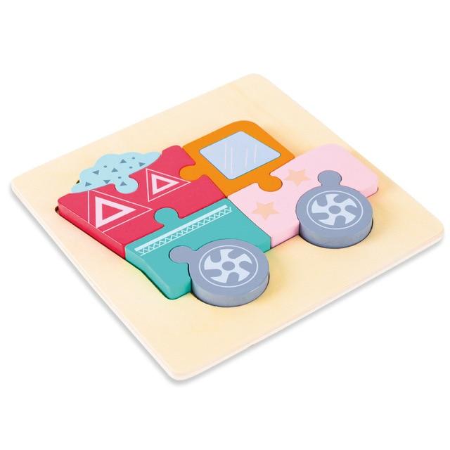 High quality baby 3D wooden puzzle educational toys early learning cognition kids cartoon grasp intelligence puzzle AExp