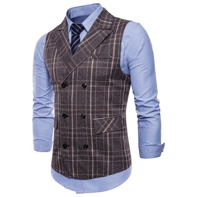 High-Quality Double-Breasted Vest-Coffee-M-JadeMoghul Inc.