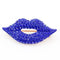 High Quality Red & Blue Crystal Rhinestones Paved Lips and Lipstick Brooch Pins for Lady or Girls-Blue-JadeMoghul Inc.