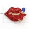 High Quality Red & Blue Crystal Rhinestones Paved Lips and Lipstick Brooch Pins for Lady or Girls-RED with lipstick-JadeMoghul Inc.