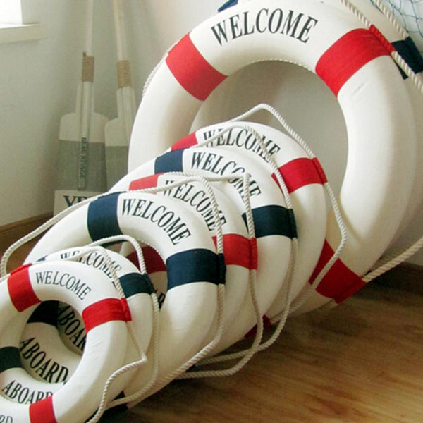 High Quality Welcome Aboard Nautical Life Lifebuoy Ring Boat Wall Hanging Mediterranean Style Home Decoration-Blue-14cm-China-JadeMoghul Inc.