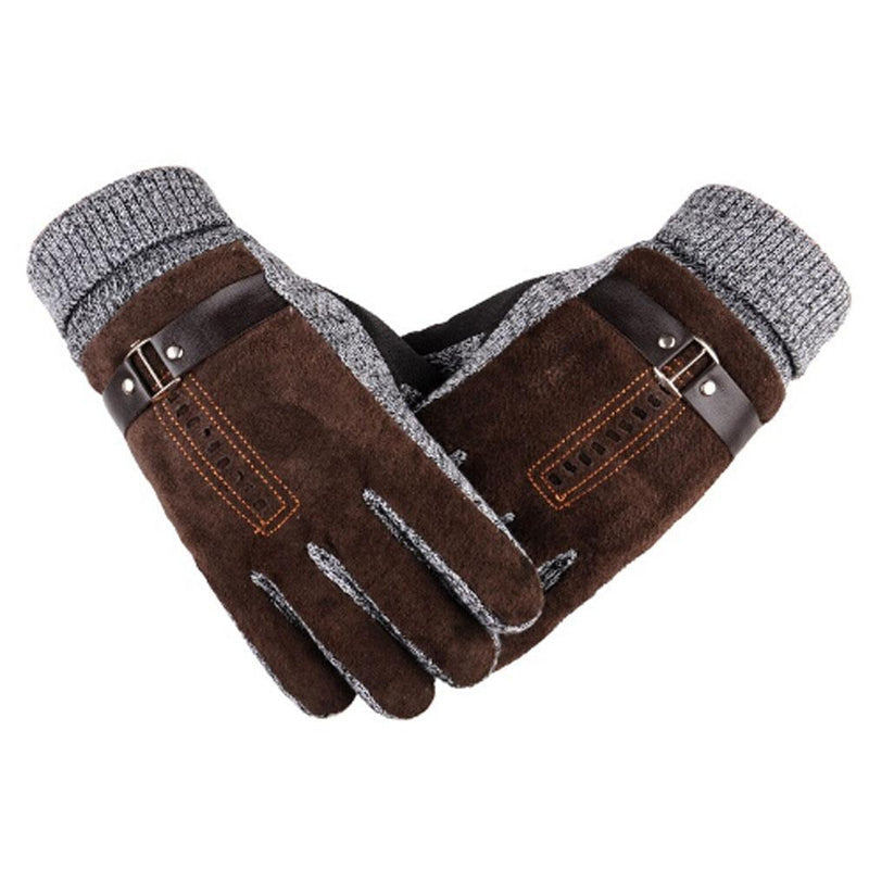 High Quality Winter Thick Fleece Warm Leather Gloves For Men-Black-One Size-JadeMoghul Inc.