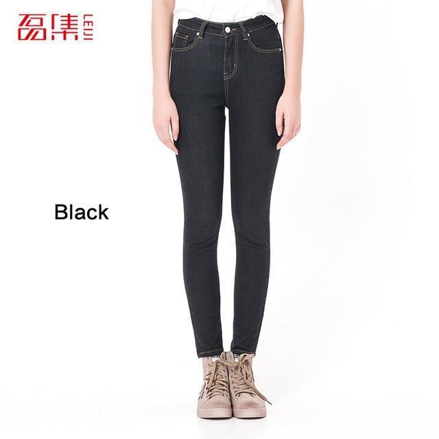 High Rise Skinny Stretchy Denim Jeans-Black-S-JadeMoghul Inc.