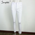 High Waist Ripped White Jeans-White-34-JadeMoghul Inc.