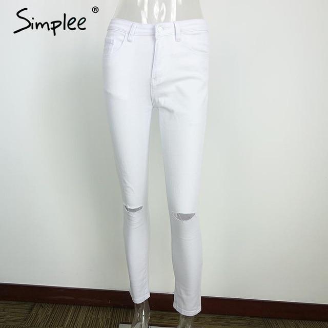 High Waist Ripped White Jeans-White-34-JadeMoghul Inc.