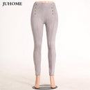 High Waist Skinny Pants-gray-L-JadeMoghul Inc.