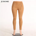 High Waist Skinny Pants-Khaki-L-JadeMoghul Inc.