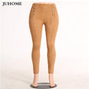 High Waist Skinny Pants-Khaki-L-JadeMoghul Inc.