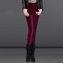 High Waist Velvet Skinny Pants-Black-S-JadeMoghul Inc.