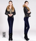 High Waist Velvet Skinny Pants-Navy-S-JadeMoghul Inc.