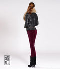 High Waist Velvet Skinny Pants-Wine red-S-JadeMoghul Inc.