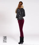 High Waist Velvet Skinny Pants-Wine red-S-JadeMoghul Inc.