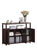 Hill Console Table with open compartment and shelves, Espresso-Console Tables-Espresso-Hollow PB WithPU Paper MDF-JadeMoghul Inc.