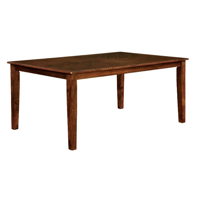Hillsview I Transitional Dining Table, Brown Cherry-Dining Tables-Brown Cherry-Padded Leatherette Solid Wood-JadeMoghul Inc.