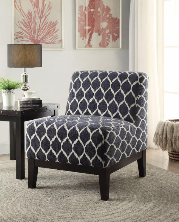 Hinte Accent Chair, Dark Blue Chenille-Armchairs and Accent Chairs-Blue-Chenille Fabric Foam Poplar Wood-JadeMoghul Inc.