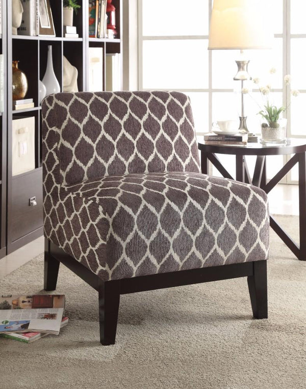 Hinte Accent Chair, Gray-Armchairs and Accent Chairs-Gray-Chenille Fabric Foam Poplar Wood-JadeMoghul Inc.
