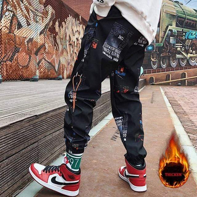 Hip hop Pants Men Loose Joggers Pants with Print Streetwear Harem Pants Clothes Ankle length Trousers Harajuku Sport Casual AExp