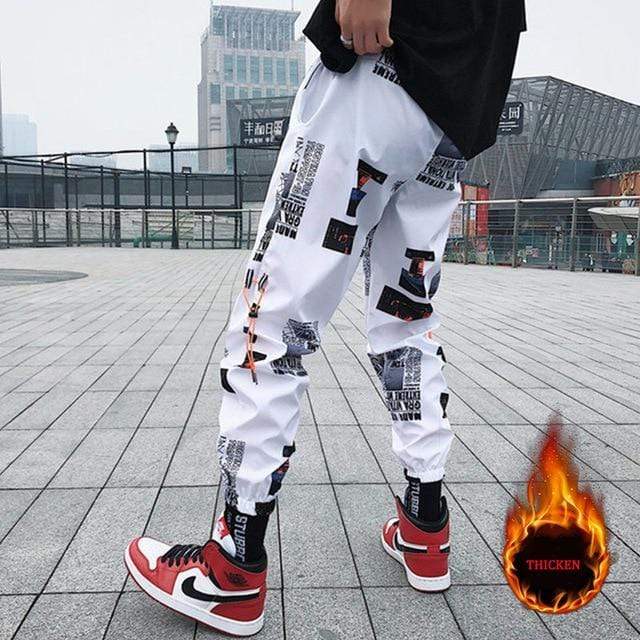 Hip hop Pants Men Loose Joggers Pants with Print Streetwear Harem Pants Clothes Ankle length Trousers Harajuku Sport Casual AExp