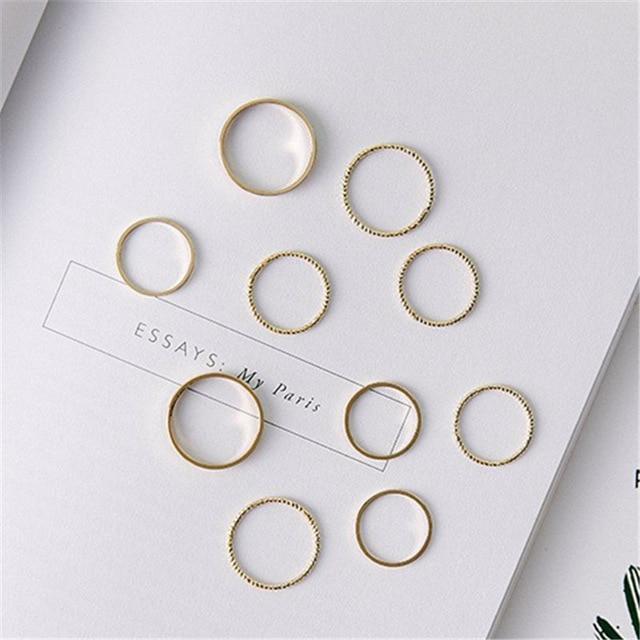 Hiphop/Rock Metal Geometry Circular Punk Rings Set Opening Index Finger Accessories Buckle Joint Tail Ring for Women Jewelry AExp
