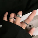 Hiphop/Rock Metal Geometry Circular Punk Rings Set Opening Index Finger Accessories Buckle Joint Tail Ring for Women Jewelry AExp