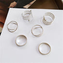 Hiphop/Rock Metal Geometry Circular Punk Rings Set Opening Index Finger Accessories Buckle Joint Tail Ring for Women Jewelry AExp