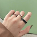 Hiphop/Rock Metal Geometry Circular Punk Rings Set Opening Index Finger Accessories Buckle Joint Tail Ring for Women Jewelry AExp