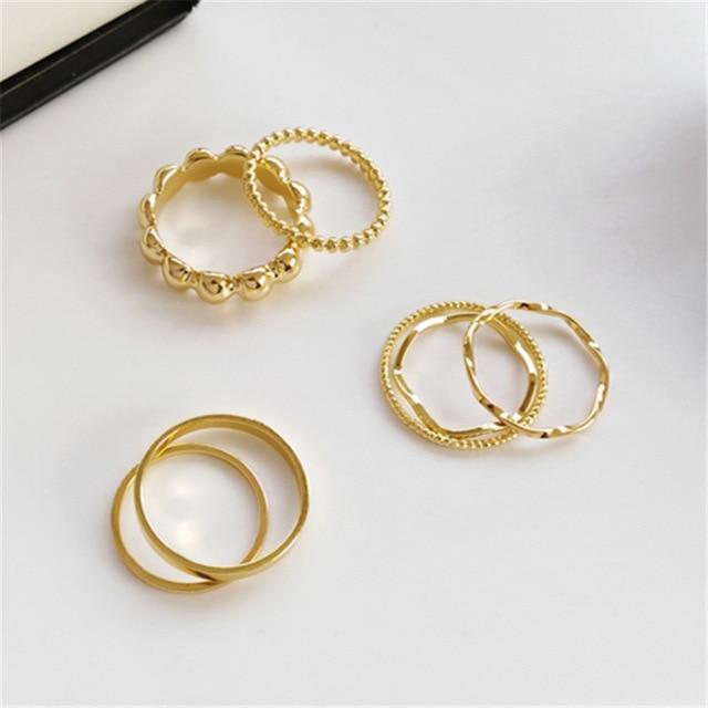 Hiphop/Rock Metal Geometry Circular Punk Rings Set Opening Index Finger Accessories Buckle Joint Tail Ring for Women Jewelry AExp