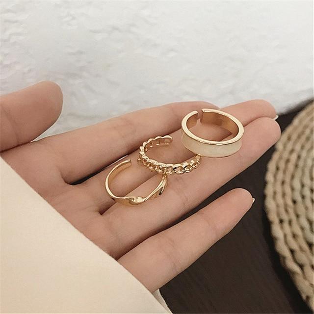 Hiphop/Rock Metal Geometry Circular Punk Rings Set Opening Index Finger Accessories Buckle Joint Tail Ring for Women Jewelry AExp