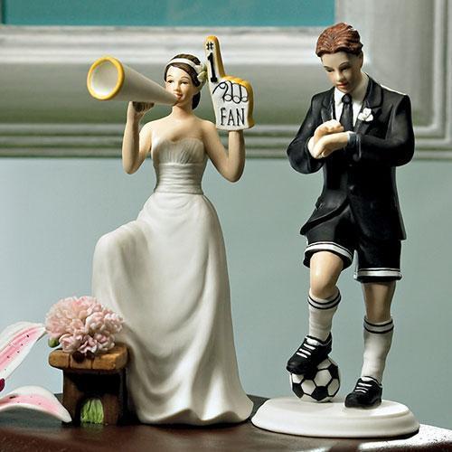 His Biggest Fan Bride and Groom Cake Topper Hockey Player Groom (Pack of 1)-Wedding Cake Toppers-JadeMoghul Inc.