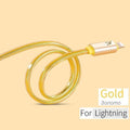 HOCO Original Metal Jelly Knitted Charging Data USB Cable For Apple iPhone Apple-Plug Indicator Charger Wire Data Transfer Sync-Gold for Lightning-30cm-JadeMoghul Inc.