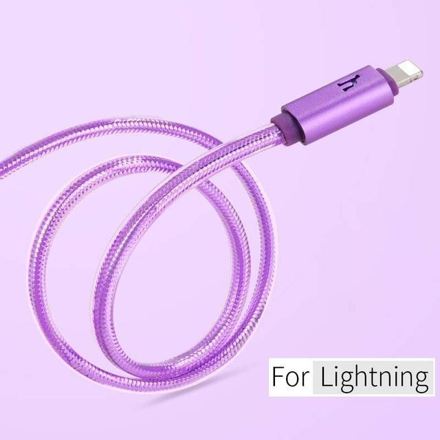HOCO Original Metal Jelly Knitted Charging Data USB Cable For Apple iPhone Apple-Plug Indicator Charger Wire Data Transfer Sync-Purple for Lightning-30cm-JadeMoghul Inc.