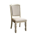 Holcroft Transitional Side Chair, Antique White, Set Of Two-Armchairs and Accent Chairs-Antique White-Wood Linen-JadeMoghul Inc.