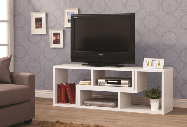 Hollow-Core TV Console and Bookcase Combination, White-Book Cases-White-Wood-JadeMoghul Inc.