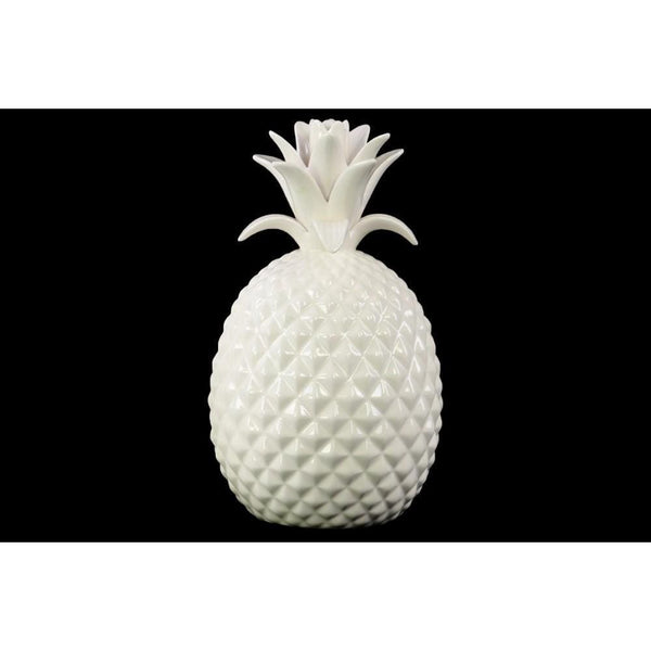 Home Accent Porcelain Pineapple Figurine, Large, Glossy White Benzara