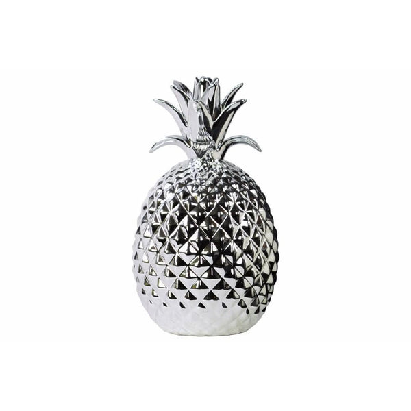 Home Accent Porcelain Pineapple Figurine, Large, Silver Benzara