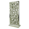 Home Accent Rectangular Shaped Aluminum Sculpture With Marble Base, Silver Benzara