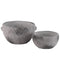 Home Accent Round Cemented Pots With Engraved Lattice Diamond Design, Gray, Set of 2 Benzara