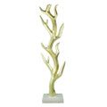 Tree Branch Shaped Aluminum Sculpture With Marble Base, Gold and White