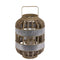 Wood Wide Round Lantern with Lattice Design Body and Handle, Brown