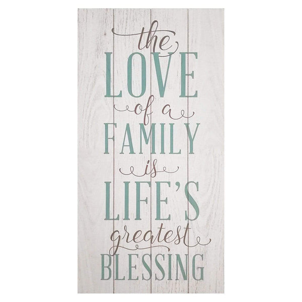 Home Art Contemporary Art - 10" X 1.5" X 20" "The Love Of A Family Is A Life's Greatest Blessing" Wall Art HomeRoots
