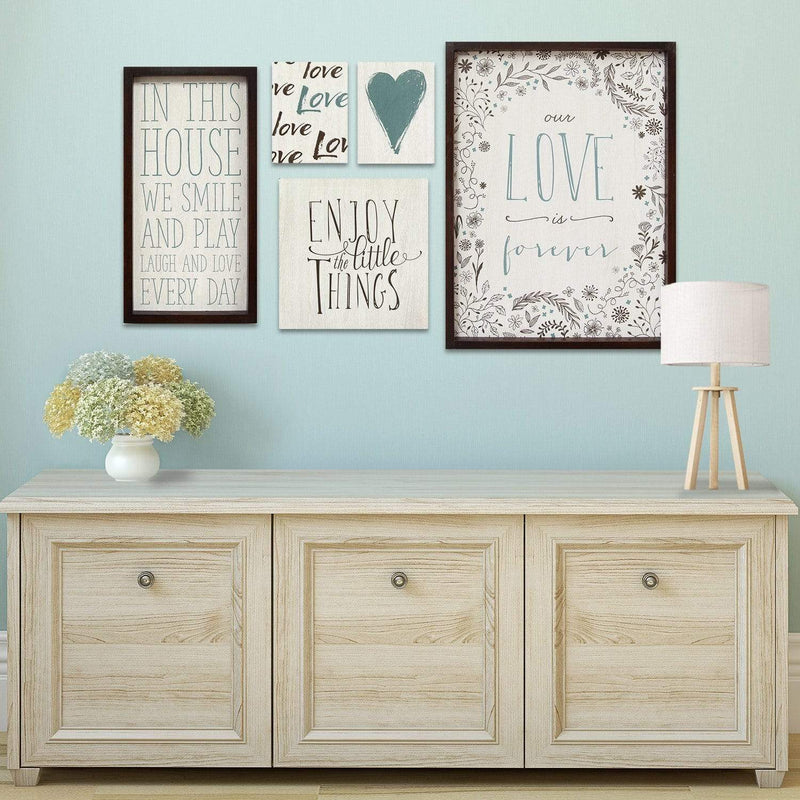 Home Art Contemporary Art - 24" X 1" X 18" 5Pcs Multi-color Love Is Forever Wall Art HomeRoots
