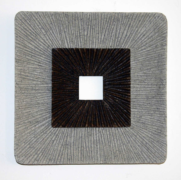 Home Art Modern Art - 1" x 19" x 19" Brown & Gray, Enclave Square, Ribbed - Wall Art HomeRoots