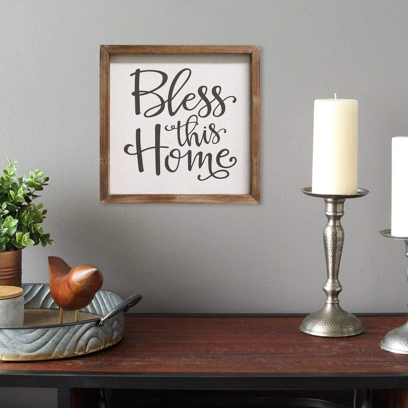 Home Art Modern Art - 12" X 1" X 12" Multi-color "Bless This Home" Wall Art HomeRoots