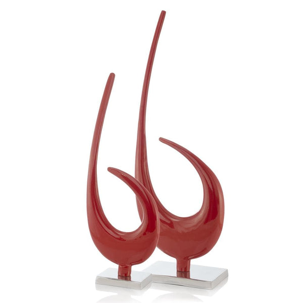 Home Art Modern Art Sculptures - 4.5" x 9" x 24" Red/Buffed Large - Hook Sculpture HomeRoots