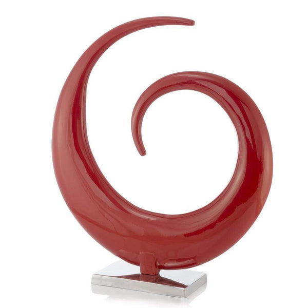 Home Art Modern Art Sculptures - 6" x 22.5" x 25.5" Buffed, Red, Extra Large, Spiral - Sculpture HomeRoots